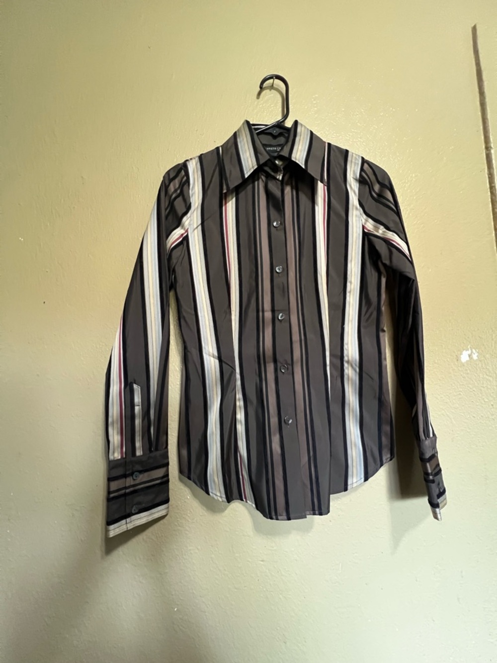 Kenneth Cole New York Black and White Vertical Stripe Button-Down Shirt